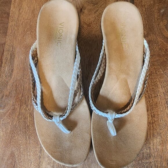 Vionic Natural Ramba Tri-Color Braided Wedge Sandals w/ Orthaheel Womens 11 - Picture 10 of 12